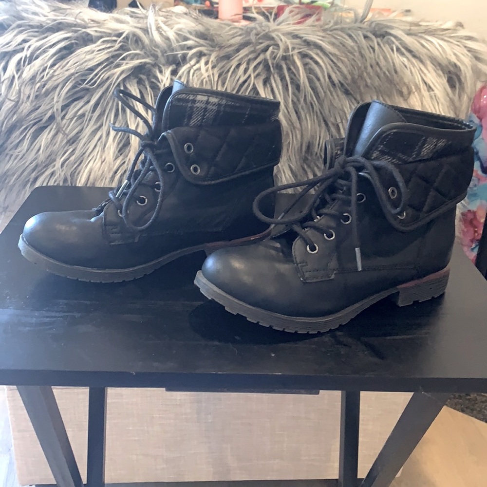 Black combat boots